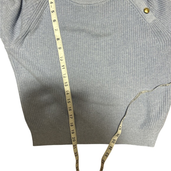 J.Crew Light Blue Button Raglan Crewneck Sweater Size XS Cotton Blend Knit - Picture 6 of 7